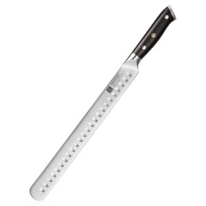 XINZUO New Arrivals 12 Inch German Steel Kitchen Ham Meat Slicing Granton Carving Knife with Premium Ebony Wood Handle