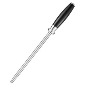 XINZUO Professional Knife Sharpener High Carbon Honing Steel Kitchen Diamond Sharpening Rod with Black G10 Handle