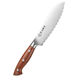 XINZUO New Design Tomato Knife Serrated Kitchen Vegetable Knives German Steel Red Wood Handle Custom