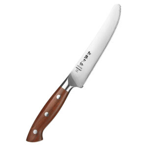XINZUO New Design Cheese Knife Serrated German Stainless Steel Red Wood Handle Kitchen Cooking