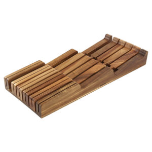 XINZUO New 11 Slots In-drawer Knife Tray Knives Organizer Storage Universal Acacia Wood Blocks Kitchen Utensils Gifts