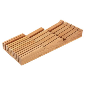New Arrivals In-drawer Knife Organizer 11 Slots Universal Cherry Wood Holder Storage Knives Tray ODM OEM Custom