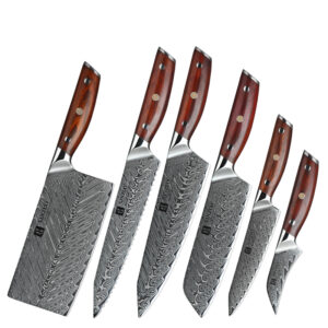 6 Pcs Professional Japanese Carbon Steel Damascus Razor Sharp Kitchen Chef Knife Set Manufacturer
