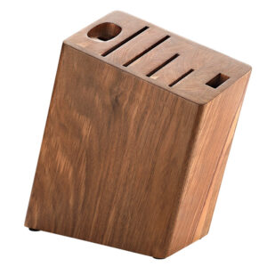 New Arrivals 6 Slots Kitchen Knife Wooden Block Holder Natural Walnut Wood Universal Chinese Style