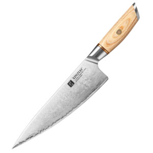 XINZUO New 8.5 Inch Professional 3 Layers Composite Stainless Steel Pakka Wood Handle Kitchen Handmade Chef Knife Gifts