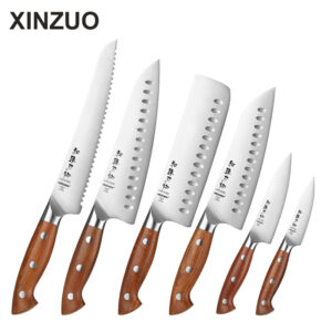 New Kitchen Chef Knife Custom Knives High Quality German Steel Handmade Red Wood Handle
