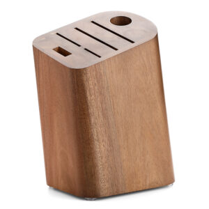 XINZUO Natural Acacia Wood Holder 6 Slots Universal Kitchen Knife Wooden Block Stand