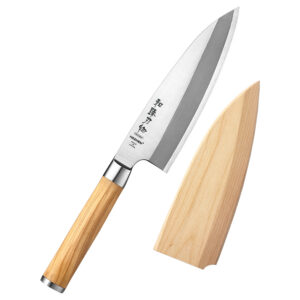 New Arrivals 180mm Olive Wood Handle Fish Filleting Japanese Knives Kitchen Super Sharp Deba Knife with Wooden Sheath