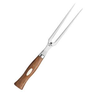 New 430 Stainless Steel Forged Carving Meat Fork Kitchen Cutlery Cooking BBQ Walnut Wood Handle