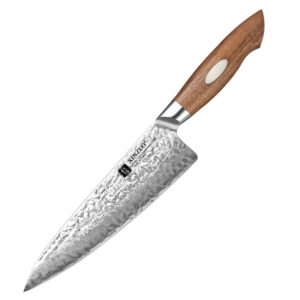XINZUO New AUS10 Chef Knife Japanese Hammered 67 Layers Real Damascus Steel Walnut Wood Sharp Kitchen Knives with Wooden Sheath