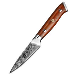 XINZUO Hot Selling 67 Layers Damascus Steel Paring Knife Carbon Steel Rosewood Handle Kitchen Gifts