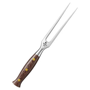 XINZUO New Forged Carving Fork BBQ Grilling Roasting Meat Kitchen Cooking 430 Stainless Steel Micarta Handle Barbecue Cookware