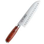 Sharp Santoku Knife Professional German Stainless Steel Kitchen Chef Knives Cutting Foods Pakka Wood Handle