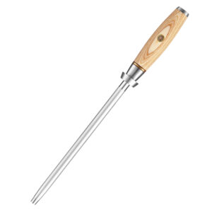 Restaurants Knife Sharpening Diamond Sharpener Rod Honing Steel with Natural Pakka Wood Handle