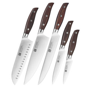 XINZUO 5pcs High Quality German 1.4116 Stainless Steel Kitchen Chef Knife Set Sandal Wood Handle