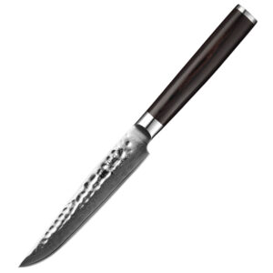 High Carbon Damascus Steel Kitchen Steak Knife Custom Pakka Wood Handle