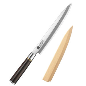 XINZUO 240mm Japanese Sashimi Sushi Knife with Ebony Handle Wooden Sheath