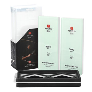 XINZUO New Glass Base Whetstone #1000/5000 Grit White Corundum Knife Sharpening Stone Set