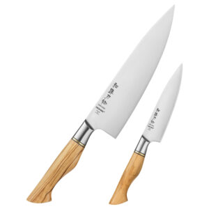XINZUO sharp Kitchen 2 Pcs Utility Chef Knife Set Custom Sandvik 14C28N Stainless Carbon Steel Olive Wood Craftsman