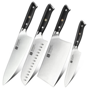 XINZUO Modern Professional Chef Knife Set German 1.4116 Steel Kitchen Knives Natural Ebony Wood Handle