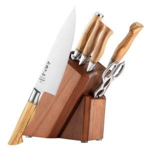 8 Pcs Kitchen Knives Set Sandvik 14C28N Stainless High Carbon Steel Olive Wood Handle Knife Holder Accessories Manufacturer