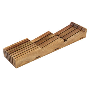 XINZUO New In-drawer Knife Organizer Storage Knives Tray Acacia Wood 7 Slots Universal Holder