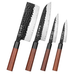 Super Sharp Kitchen Knife Set 10cr Core Stainless Steel Natural Red Wood Handle Gifts