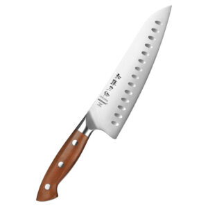 XINZUO New Design Kitchen Slicing Granton Edge Chef Knife German Stainless Steel Red Wood Handle Cutlery