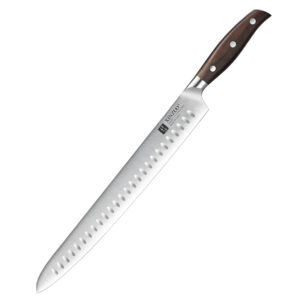 XINZUO 12 Inch German Steel Knives Premium Red Sandalwood Handle Kitchen Meat Slicing Granton Carving Knife