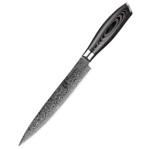 Professional 67 Layers Damascus Steel Carbon Steel Slicing Knives with Pakka Wood Handle