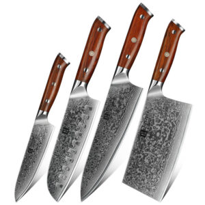 XINZUO 4pcs Professional Japanese Damascus Steel Restaurants Home Kitchen Sharp Chef Knife Set 60-62 HRC