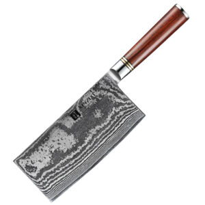 Professional 67 Layers Damascus Steel Rosewood Handle Carbon Steel Sharp 7 Inch Chinese Vegetable Cutter Kitchen Cleaver Knife
