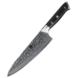 Traditional Chinese Hand-forged Kitchen Damascus Steel Chef Knife Ebony Wood Handle