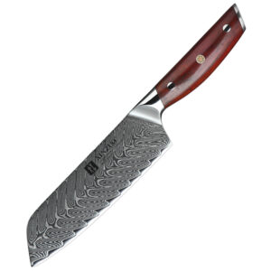 XINZUO Hot Sale 7 Inch Japanese Damascus Steel Rosewood Handle Professional Kitchen Santoku Knife