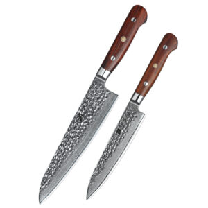 Professional Japanese Kitchen 2Pcs Knife Set Two-piece Rosewood Handle 67 Layers Damascus Steel Knives 60-62HRC
