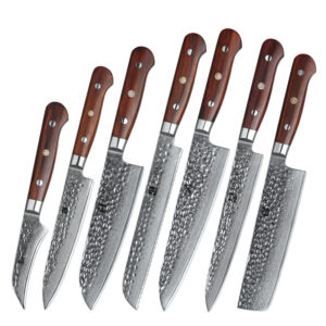 7pcs Professional Japanese Damascus 67layers Carbon Steel Kitchen Chef Knife Set Seven-piece 58-62HRC Customization
