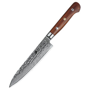 Japanese Damascus Steel 6 Inch Kitchen Utility Knife Kitchen Cut Usage Carbon Steel Rosewood Handle