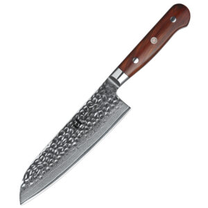 Ultra Sharp 7 Inch Damascus Steel Santoku Kitchen Knife with Natural Rosewood Handle