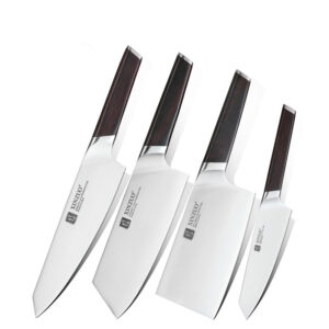 4 Pcs High Quality German Stainless Steel Kitchen Knife Set Ebony Wood 56-58 HRC Caterers Restaurants