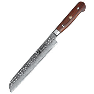Professional 10Cr Core Damascus Steel Kitchen Bread Knife 8 Inch Handmade Rosewood Handle Custom