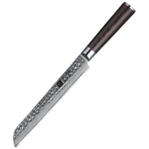 8 Inch Professional Damascus Steel Kitchen Bread Knife with Pakka Wood Handle