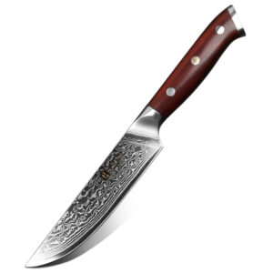 XINZUO Hot Sale 5 Inch Kitchen Steak Knife Premium High Carbon Japanese Damascus Steel Rosewood Handle