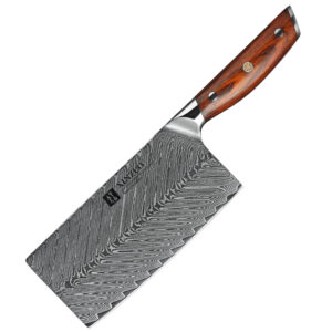 Rosewood Handle 7 Inch Damascus Steel Butcher Kitchen Cleaver Knife