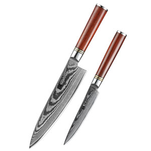 XINZUO Professional Chef Knives 2 Pcs Kitchen Knife Set Custom 67 Layers Damascus Steel Wooden Handle