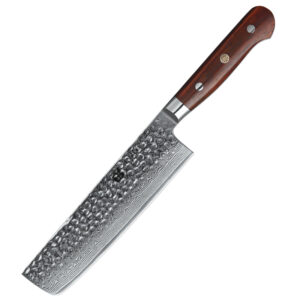 7 Inch Professional Wooden Handle Japanese Damascus Steel Kitchen Cutting Cleaver Nakiri Knife