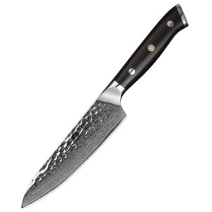 5 Inch Japanese Damascus Steel Utility Kitchen Knife with Ebony Wood Handle