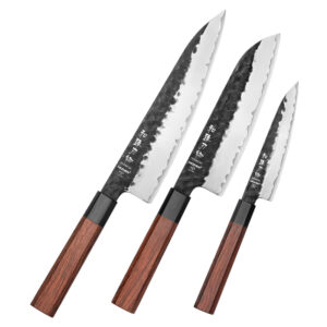 New 3 PCS Classic Japanese Style Knives 10Cr Core Composite Stainless Steel Red Wood Handle Kitchen Chef Knife Set