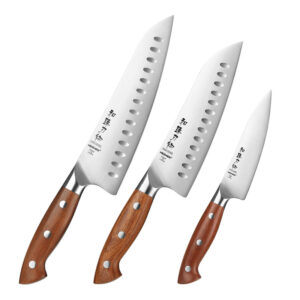 XINZUO New Arrivals Professional Kitchen 3Pcs Chef Knife Set German 1.4116 Stainless Steel Red Wood Handle Handmade