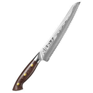 XINZUO New Serrated Bread Knife Custom 67 Layers Damascus Steel High Quality Micarta Handle Kitchen Knives