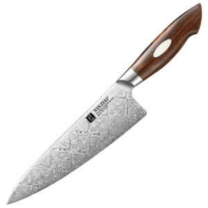 XINZUO Hot Sale Chef Knife 110 Layers of Dual-core Damascus Steel Sharp Kitchen Slicing Knives Desert Ironwood Handle Custom